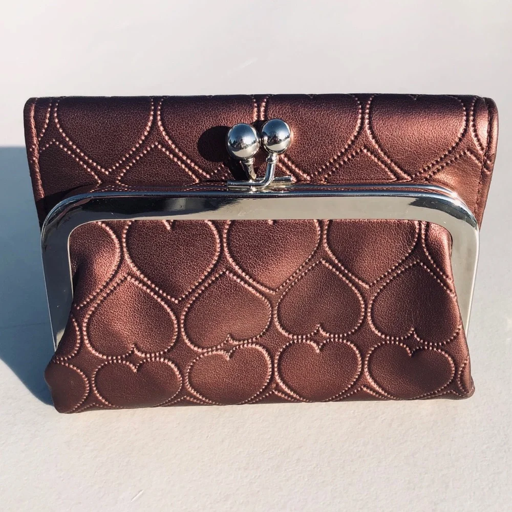 - Rose Copper Heart Tri-Fold Wallet! NEW!
